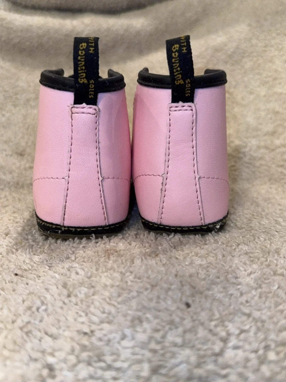 Dr. Martens Pink and Black Lace-Up Baby Boots